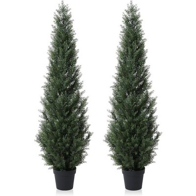 3-5FT Artificial Cedar Topiary Trees for Indoor and Outdoor UV Protection Christmas Trees for Home Decor Set of 2
