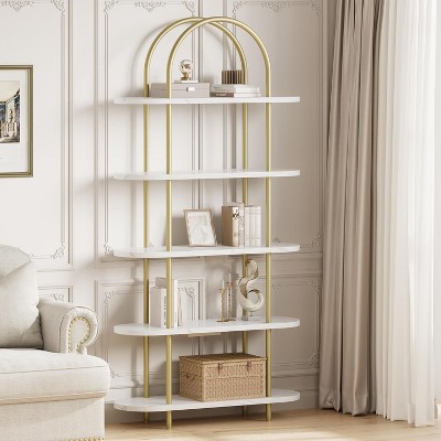 Nasitip 71"Tall Metal Collapsible Book Shelf, 5-Tier Portable Bookcase Storage Organizer Display Rack for Home Office,Living Room