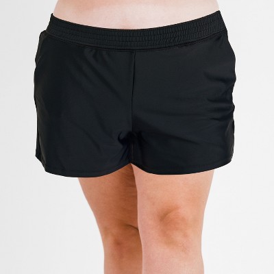 Calypsa Women's Plus Size Chlorine Resistant Classic Fit Swim Shorts With Panty