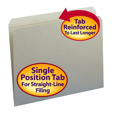Smead File Folder, Reinforced Straight-Cut Tab, Letter Size, 100 per Box