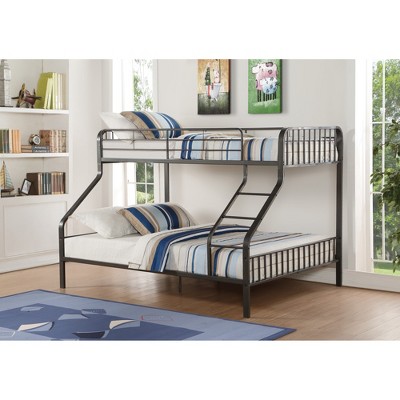 Twin XL Over Queen Metal Bunk Bed with Rails and Ladder