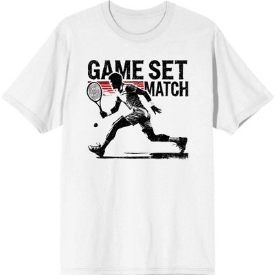 "Game Set Match" Tennis Sports Adult Crew Neck Short Sleeve Tee