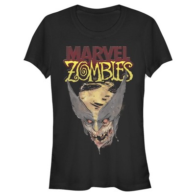 Juniors Womens Marvel Zombies X-Men Wolverine Face T-Shirt