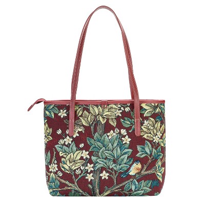 Signare USA William Morris Tree of Life Red Shoulder Tote Bag