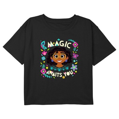 Girl's Encanto Magic Awaits You Mirabel Portrait Graphic Graphic Cropped T-Shirt