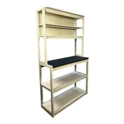 FONTOI 39.37" 5-Tier Bakers Rack for Kitchen with Storage, Coffee Bar, Kitchen Shelves, Black White, 15.75"*66.93"*39.37"