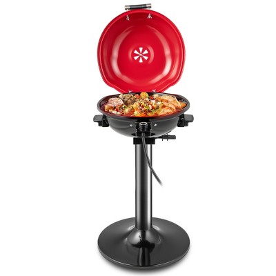 Costway Portable 1600W Electric BBQ Grill with Temperature Control & Grease Collector Red/Black