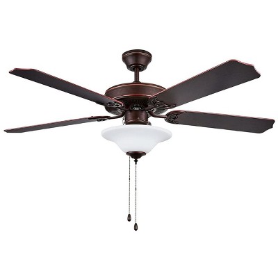 Concord Heritage 52" LED Ceiling Fan Indoor With Light Fixture, 5 Blade, Bronze/White Glass