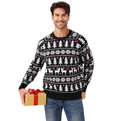 YESFASHION Family Christmas Sweater Reindeer Snowflake Pattern Crew Neck Holiday Pullover Knitwear