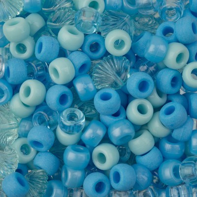 John Bead 6x9mm Blue Mix Plastic Pony Beads, 120g