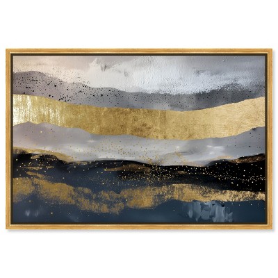 Art Remedy Rivers of Gold Blue Abstract Wall Art Framed
