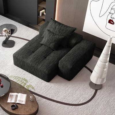 Oversized Modern Modular Sofa, Sofa with DIY Combination Design, Tufted Sofa with Chenille Cushion and Pillows with Foam Filling-Coolbibila