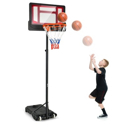 Costway Kids Basketball Hoop Portable Backboard System with Adjustable Height Ball Storage