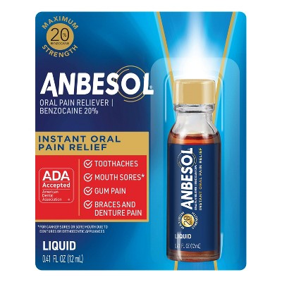 Anbesol Liquid Maximum Strength Instant Oral Pain Relief - 0.41oz