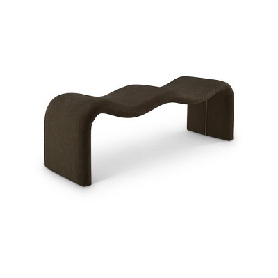 Meridian Furniture,Willow Brown Chenille Fabric Bench
