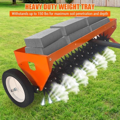 Tow Behind Aerator, 40 Inch Plug Aerator with Universal Hitch, Durable Lawn Aerator Soil Penetrator Tractor with Transport Wheels