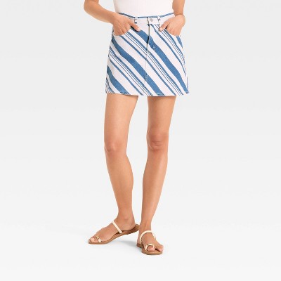 Women's Striped Denim Mini Skirt - Universal Thread™ Navy