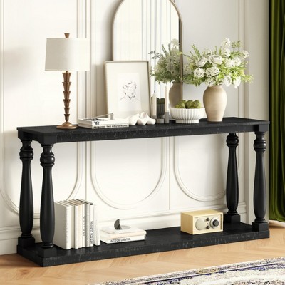 KIGFTSOD Vintage Wood Grain Console Table with Bottom Shelf and Four Vase Legs, Suitable for Entryway, Hallway, Living Room, Bedroom