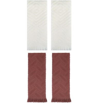 REGALWOVEN 4 Pcs Bathroom Cotton Soft and Absorbent Geometric Hand Towel 13" x 29"