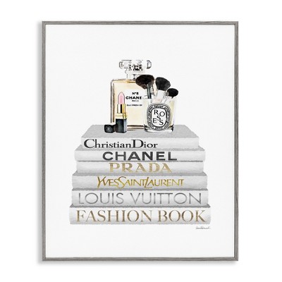 Stupell Industries Bookstack with Makeup Accessories, 16" x 20"