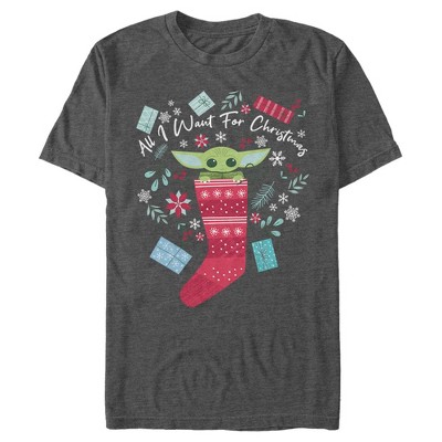Men's Star Wars The Mandalorian Christmas The Child Stocking Stuffer T-Shirt