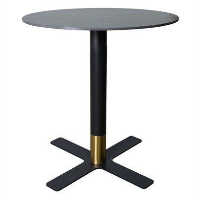 Round Dining Table with Sintered Stone Top and X-Shaped Stainless Steel Pedestal Base – Seats 2–3 People, Kitchen & Dining Room Table for Cafes