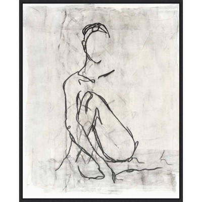 Amanti Art 23" x 28" Embellished Contour Sketch II by Ethan Harper Framed Canvas Wall Art Print : Vertical Lithograph