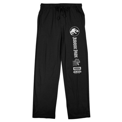 Jurassic Park Logo & Icons Men's Black Sleep Pajama Pants