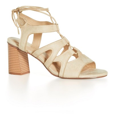 Women's Plus Size WIDE FIT Strap Lacey Heel - beige | CITY CHIC