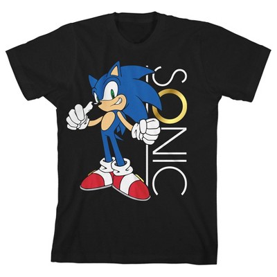 Sonic the Hedgehog Sonic with Ring Boy's Black T-shirt