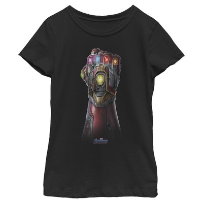 Girl's Marvel Avengers: Endgame Infinity Stone Gauntlet Color Logo T-Shirt