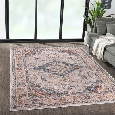 Orange MultiVintage Medallion Woven Area Rug