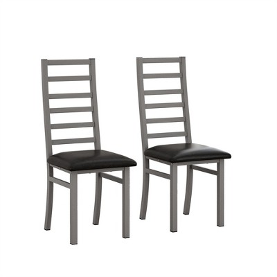XINGHANZHENXUAN Set of 2 Modern Armless Metal Dining Chairs, PU Leather Upholstered High-Back Chairs for Kitchen & Living Room