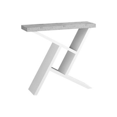 Cement-Look Console Table with Angular Base for Entryway, Living Room or Office