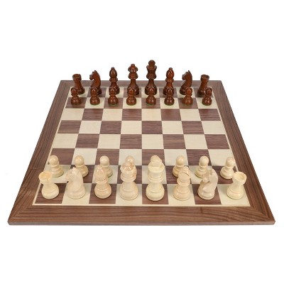 WE Games French Staunton Chess Set - Weighted Pieces & Walnut Wood Board 14.75 in.