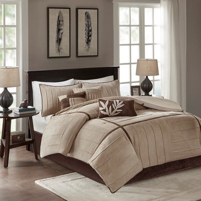 NicBex 7 Pcs Faux Suede Comforter Set Bedding Set Quilt Set with Decorative Pillow, Pintuck Detail Decoration