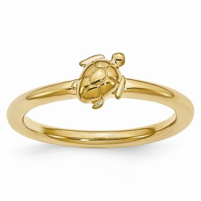 Black Bow Jewelry Gold Tone Plated Sterling Silver Stackable 8mm Sea Turtle Ring