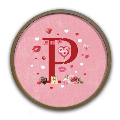 Creative Products Valentine Things Monogram Round Brown Framed Print
