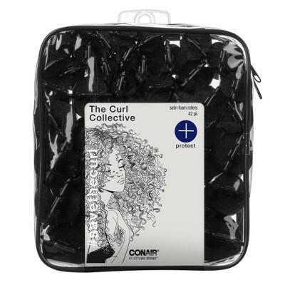 Conair Curl Collective Heatless Satin Wrapped Foam Rollers - Black - 42pcs