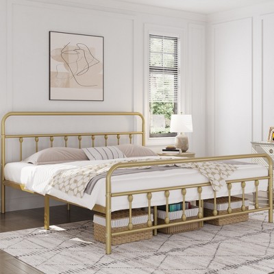 Yaheetech Iron Platform Bed Frame with High Headboard and Footboard