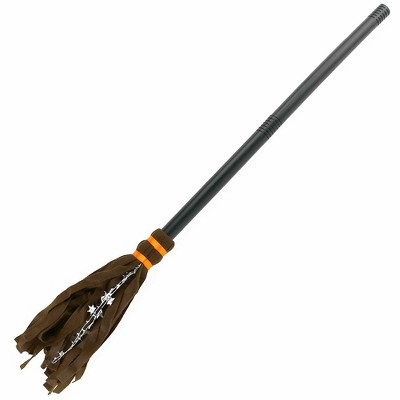 Skeleteen Witch Broomstick Halloween Costume Accessories - Realistic Wizard Flying Felt Broom Stick Costumes Accessory for All Children