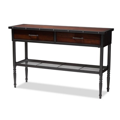 2 Drawer Jana Dining Room Server Brown - Baxton Studio: Transitional Buffet, Metal & Walnut Finish, 36in High