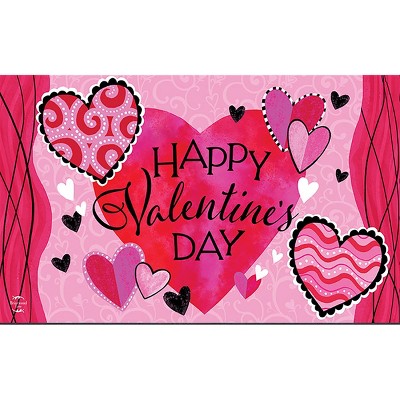 Briarwood Lane Doormat 30x18 Indoor Outdoor Patterned Valentine's Hearts For Valentine's Doormat