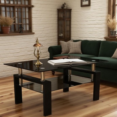 KWPZQEB 2-Tier Modern Coffee Table with Storage Shelf, Rectangle Metal Side Table End Table for Small Apartment, Living Room