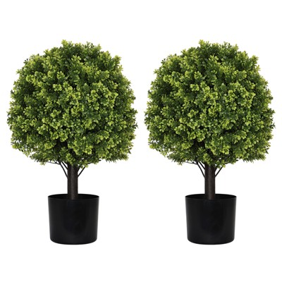 KTMBDW Artificial 2'T 11.8''W Large Ball Artificial Topiary Trees Potted Outdoor Faux Plants for Porch Planter Decor Set of 2