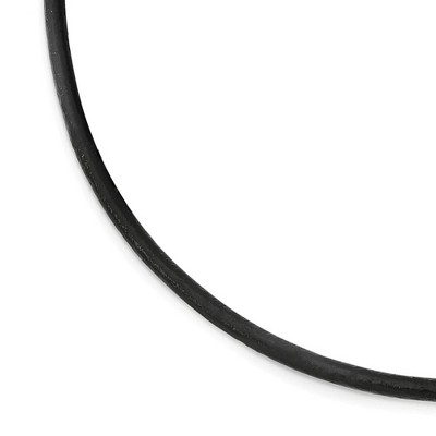 Black Bow Jewelry 3mm Black Leather Textured Cord & Stainless Steel Clasp Necklace 20 In