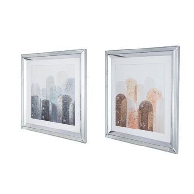 SEVOBAL Wall Art Kaiden Crystal Mirror Framed Set Ornate Golden Accent Decor for Spacious Living Room, Multicolored, 26.8"*26.8"*4.3"