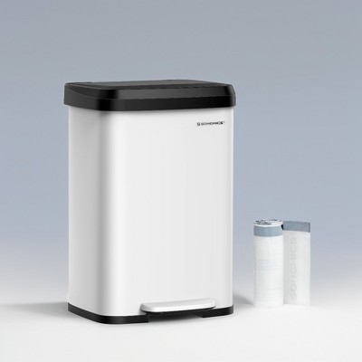13-Gallon Stainless Steel Kitchen Trash Can with Stay-Open Lid, Step-on Pedal, Soft Closure - Tall, Large, Space-Saving Design