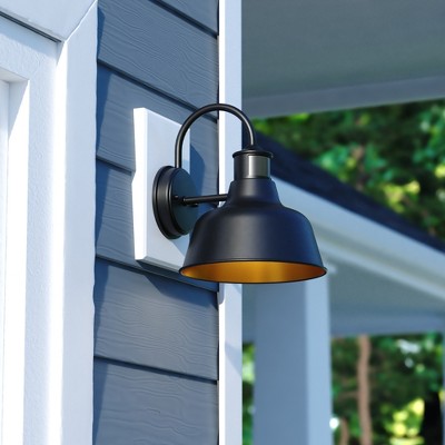 VAXCEL Cody Dark Bronze Motion Sensor Dusk to Dawn Outdoor Wall Light Farmhouse Metal Shade