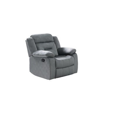 Velvet Manual Recliner Chair with Plush Armrest, Tufted Back, and Headrest
